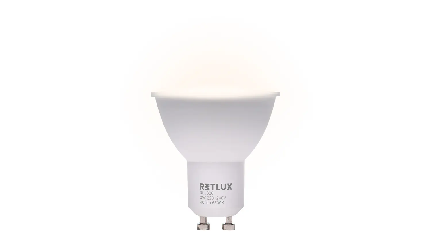 Rozsvícená LED žárovka RETLUX RLL 686 3 W GU10 denní bílá
