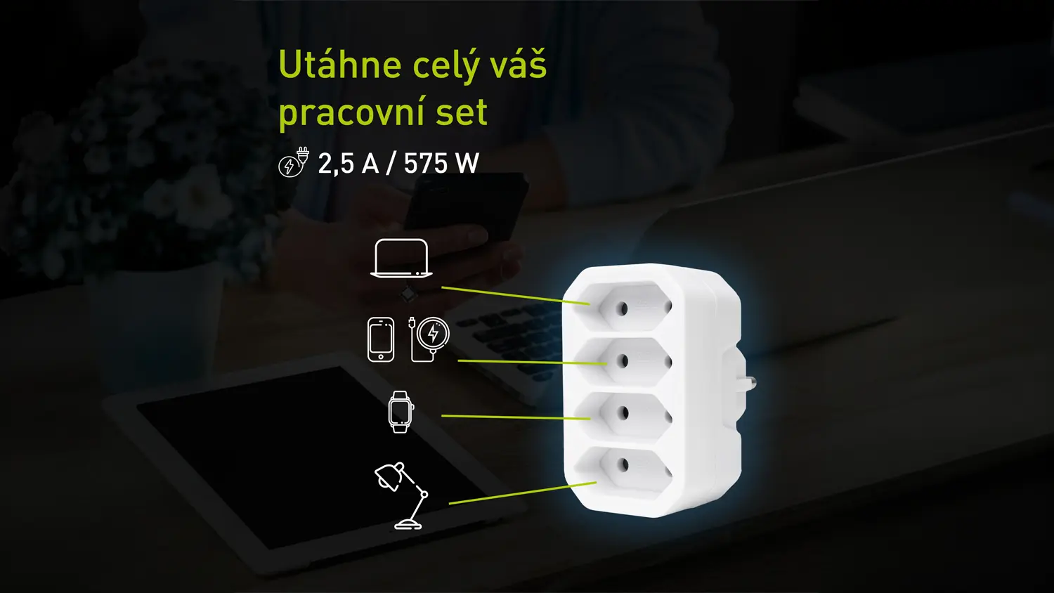 Obrázek ilustrující možnost zapojení až čtyř zařízení