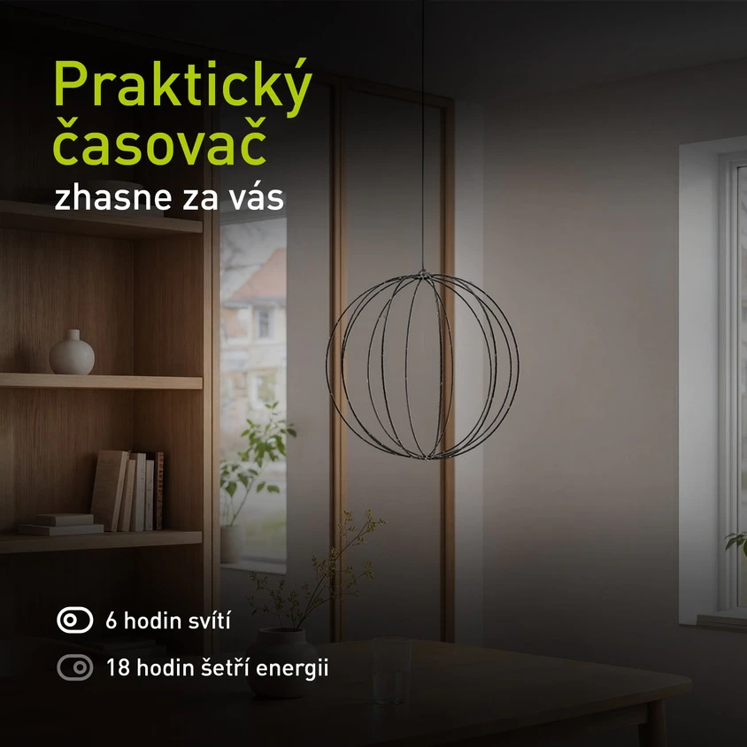 Vypojená světelná koule s popisem
