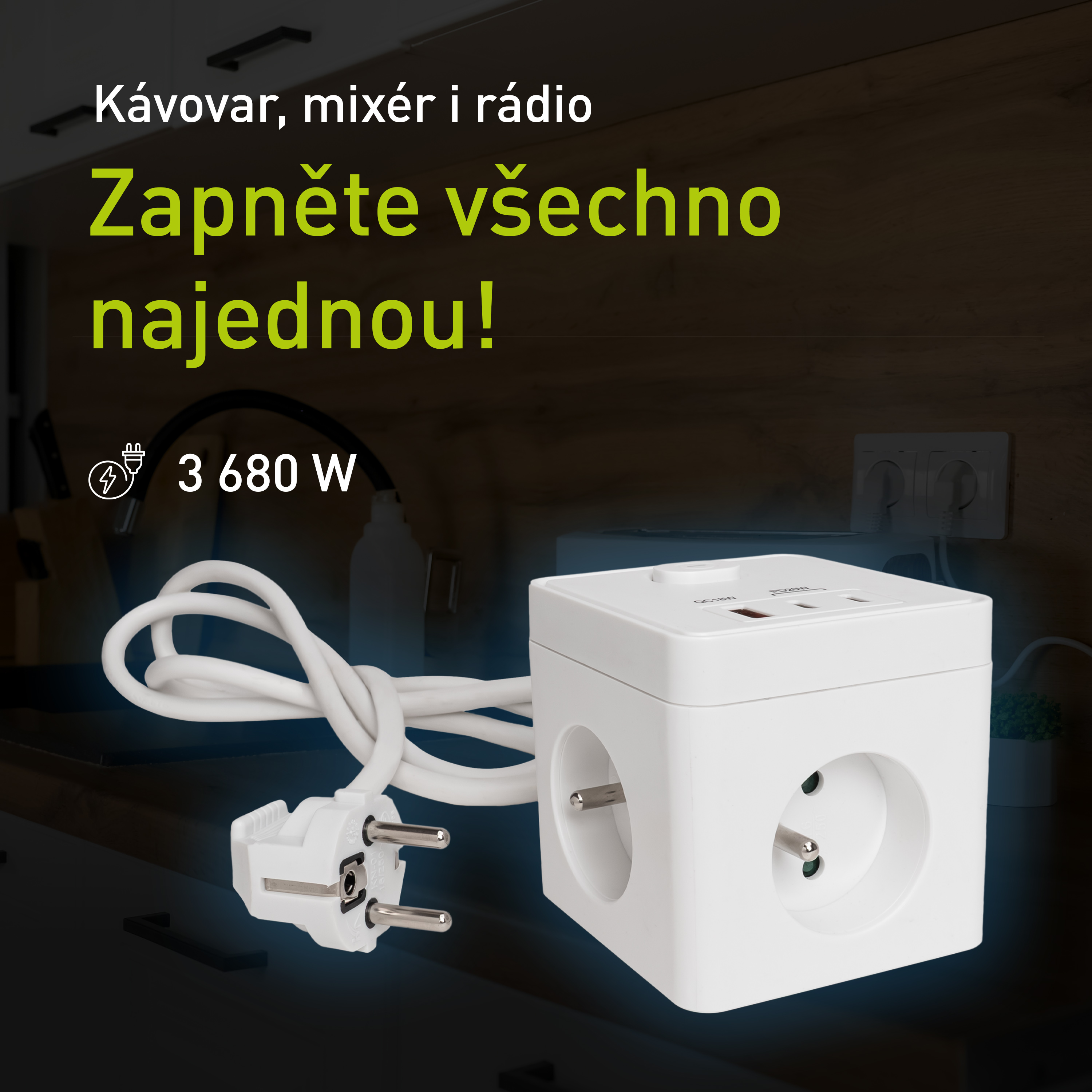 Přívod RETLUX RPC 83 CUBIXO s popiskem maximálního zatížení