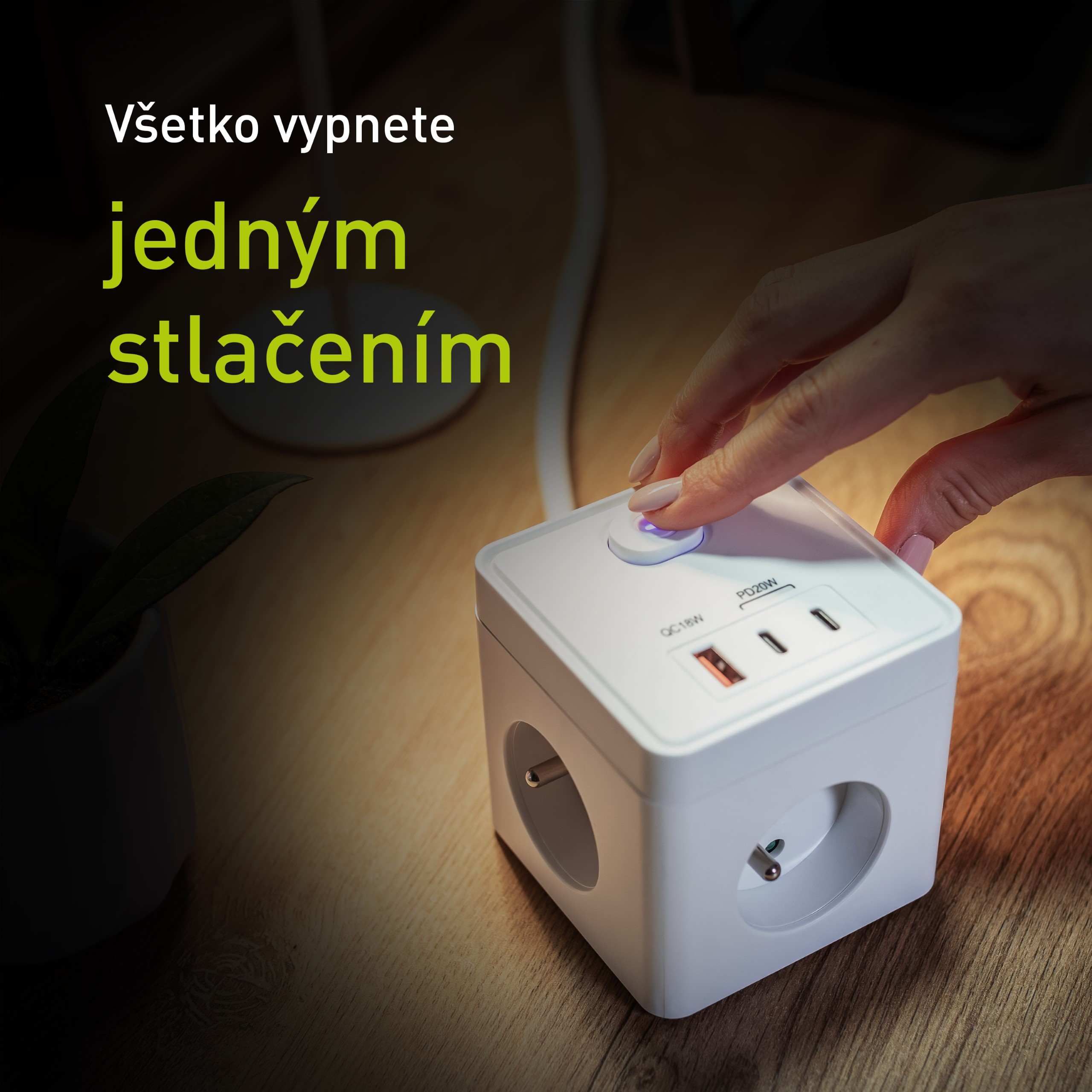 Prívod RETLUX RPC 83 CUBIXO s detailom na centrálny vypínač