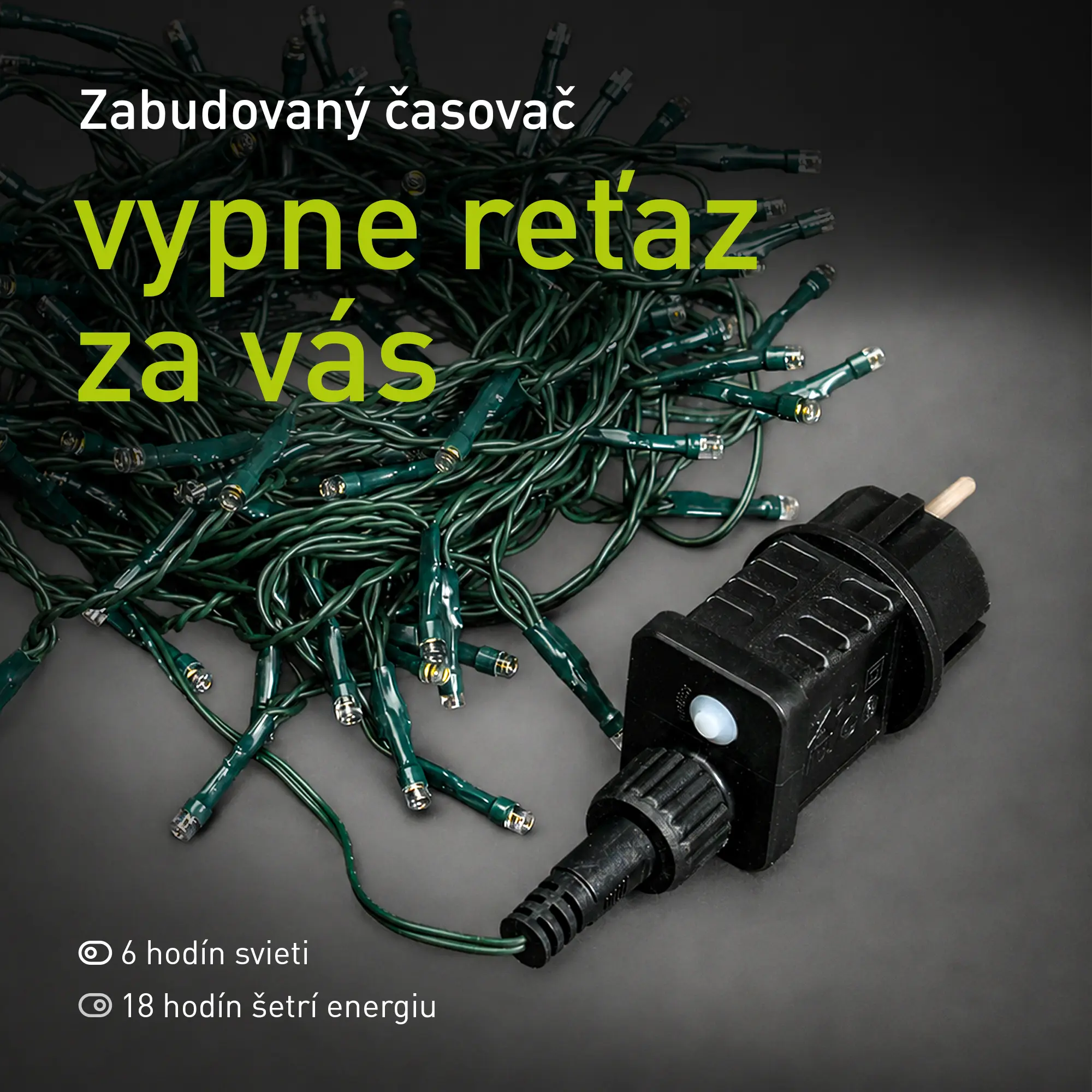 Odpojená svetelná reťaz s opisom.
