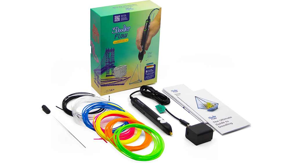 3D pero 3Doodler FLOW+ 8 PLA náplní a 3D šablona_01