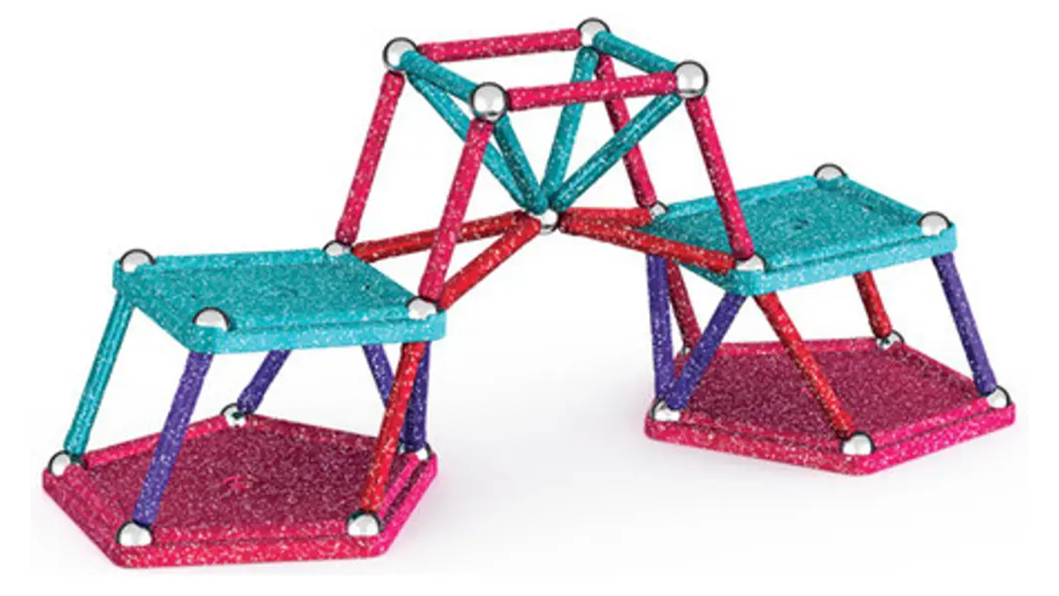 Stavba z d&iacute;lků stavebnice Geomag Glitter
