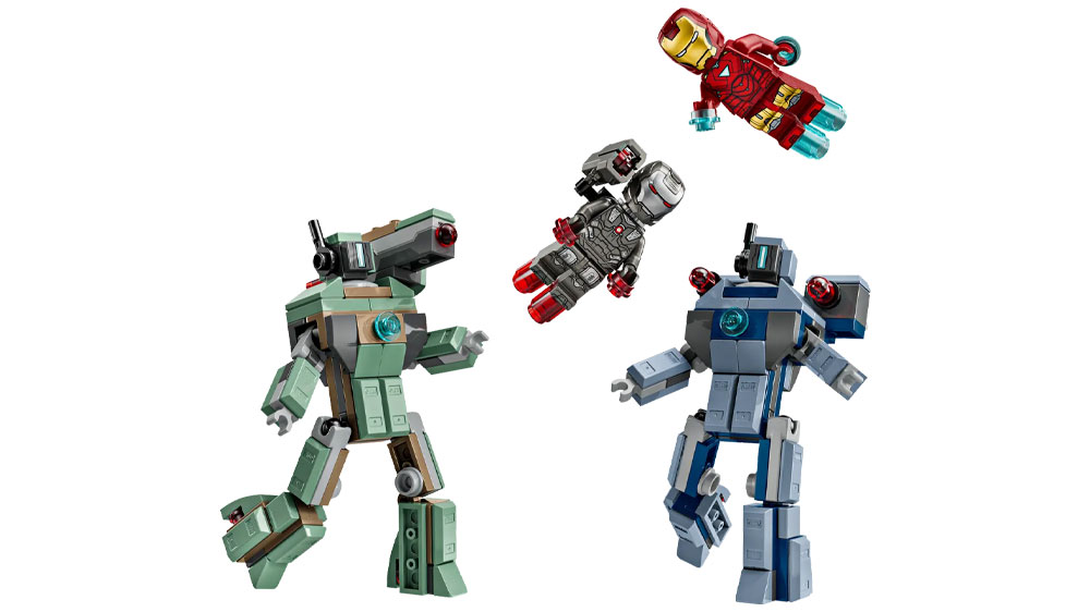 Stavebnice LEGO® Marvel 76320 Iron Man a War Machine vs. Hammerovy Drony_01