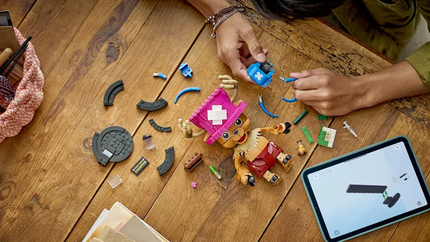 Chlapec staví podle aplikace LEGO® Builder