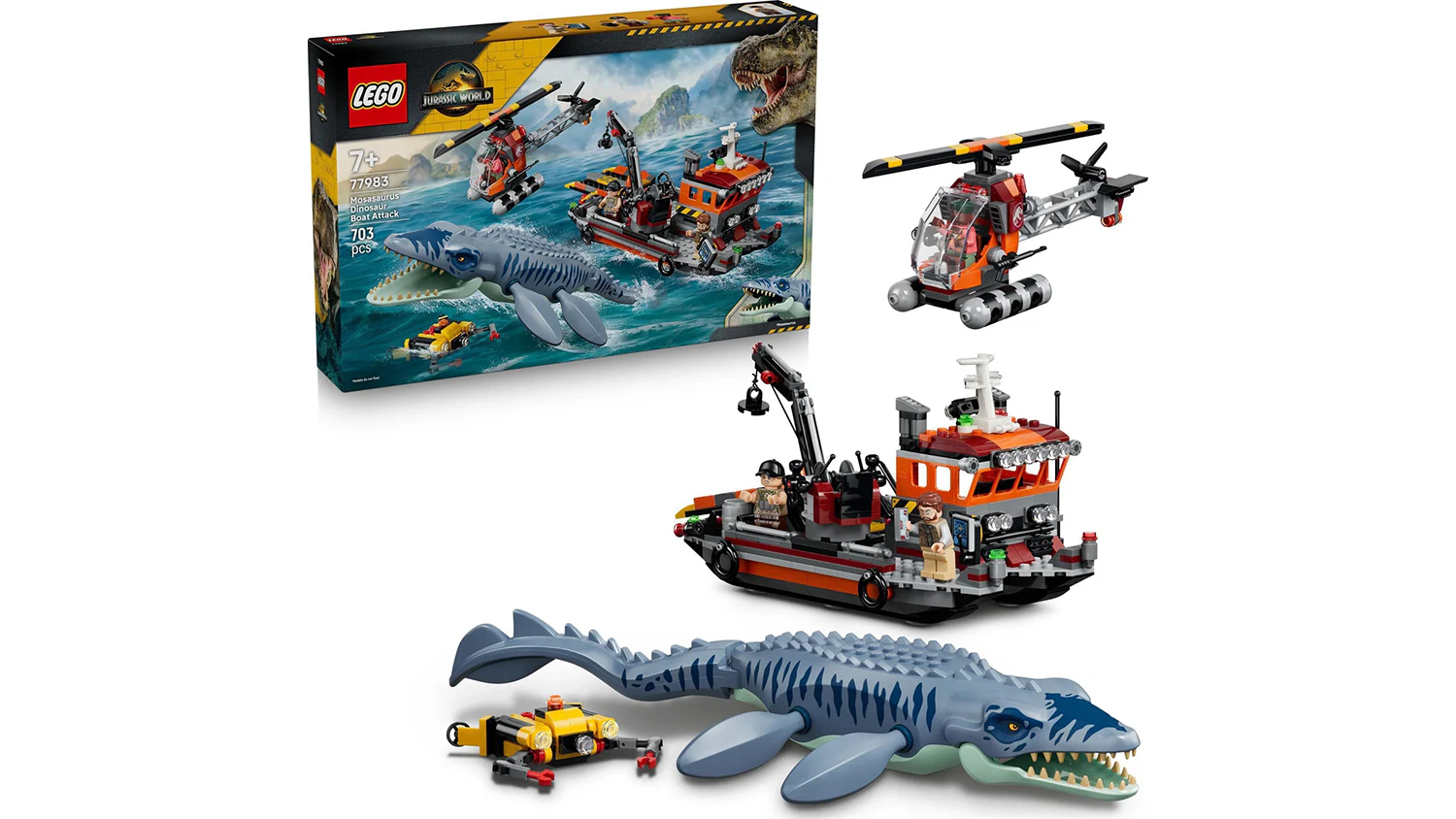 Stavebnice LEGO&reg; Jurassic World 77983 &Uacute;tok dinosaura mosasaura na loď