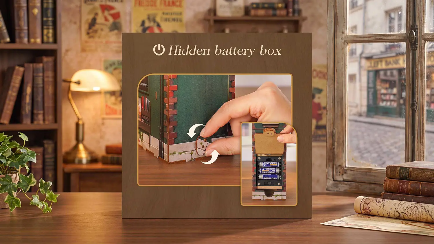 Fotka detailu ruky otv&aacute;raj&uacute;cej skryt&yacute; box na bat&eacute;rie "Hidden battery box".