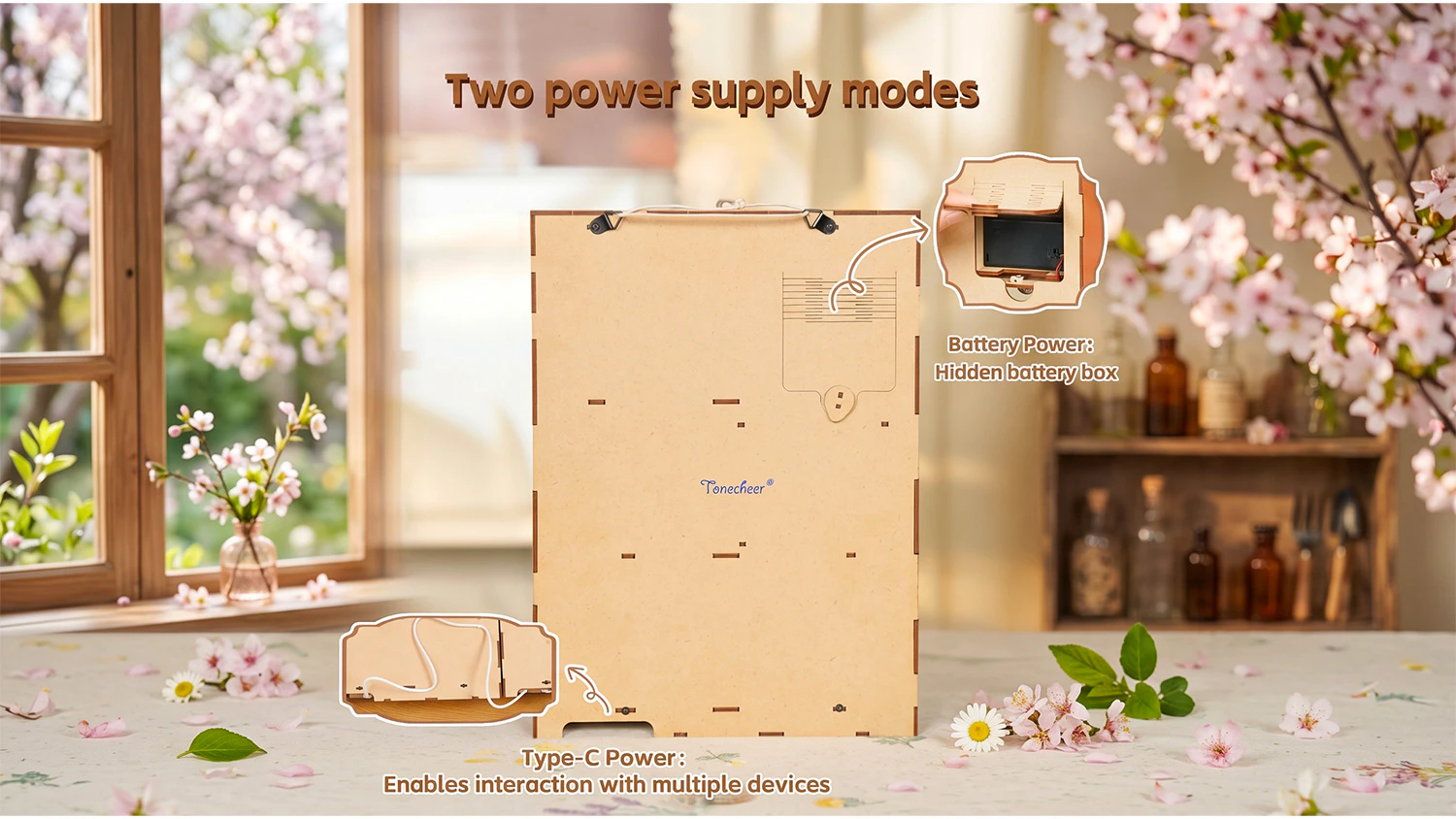 Fotografia zadnej strany modelu zobrazuj&uacute;ca &bdquo;Hidden battery box&ldquo; a &bdquo;Type-C Power&ldquo;.