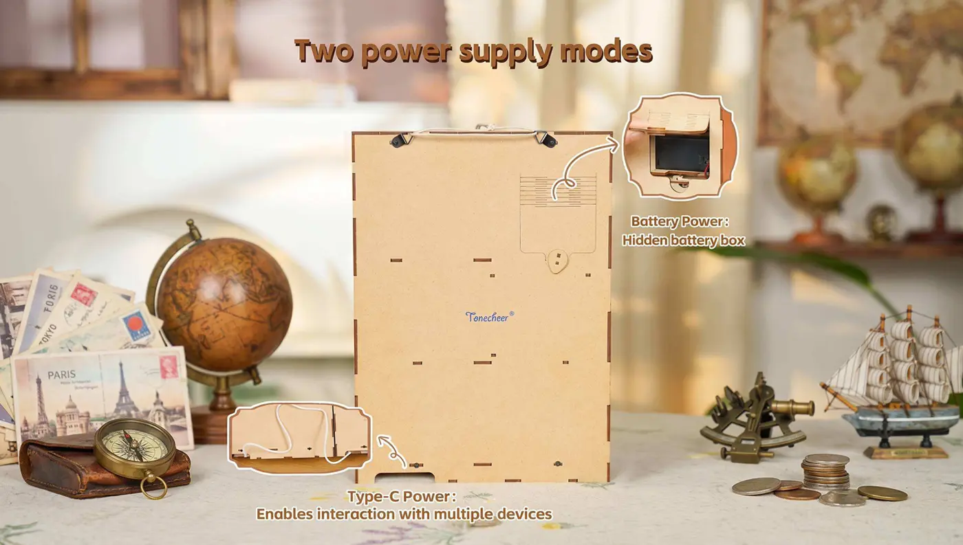 Fotka zadnej strany modelu ukazujúca Hidden battery box a Type-C Power.