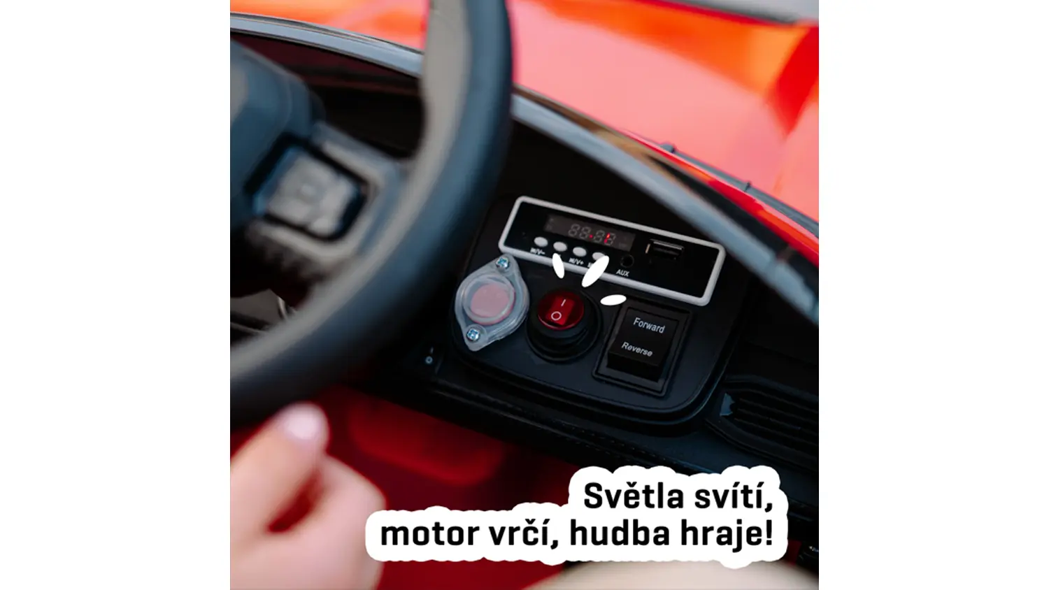 Detail na palubku s tlač&iacute;tky Forda Mustanga