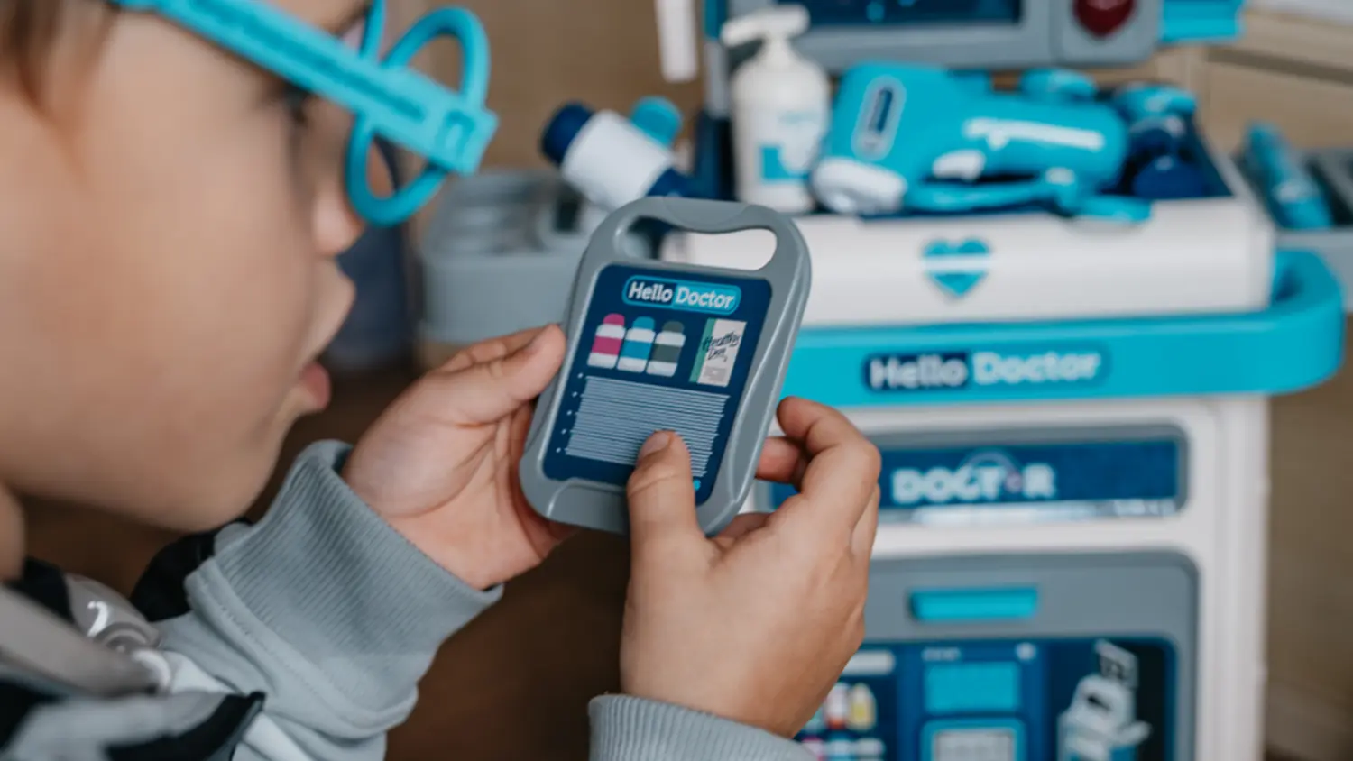 Chlapeček drží v ruce destičku z lékařského vozíku Buddy Toys BGP 4114