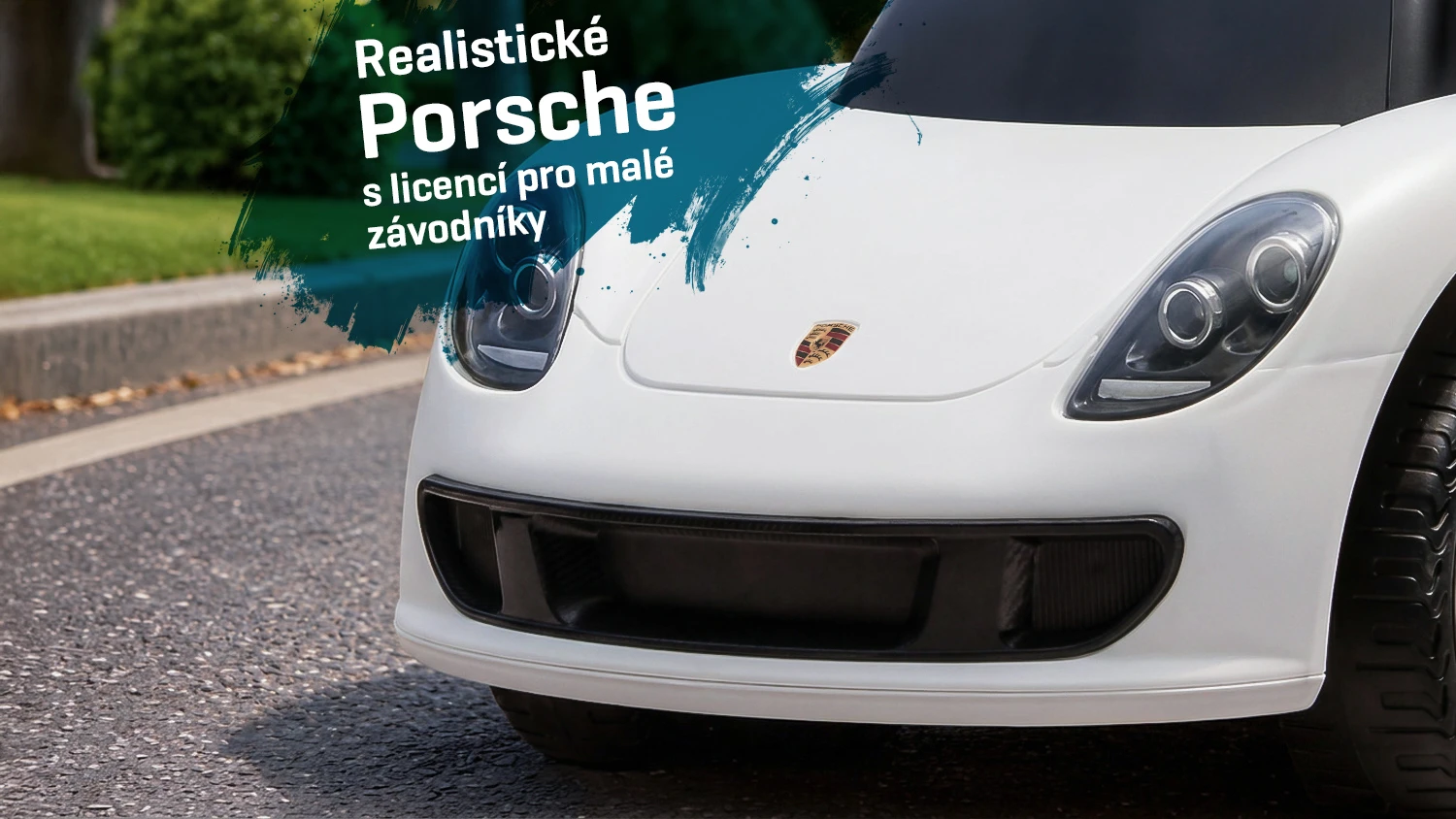 Kapota detského odrážadla Porsche Carrera GT s textom o licencii