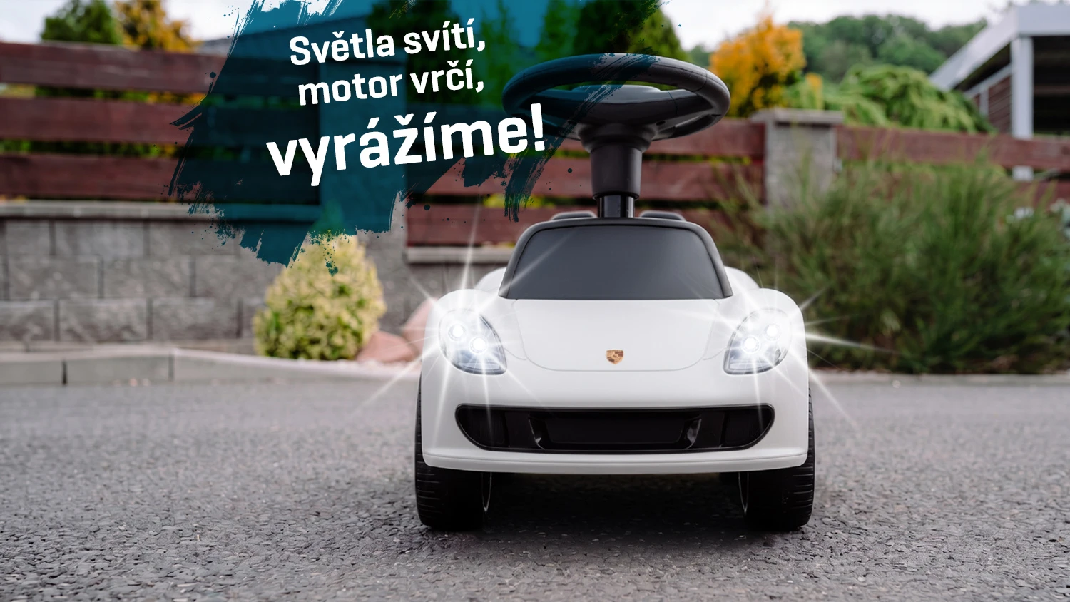 Detské odrážadlo Porsche Carrera GT s rozsvietenými svetlami