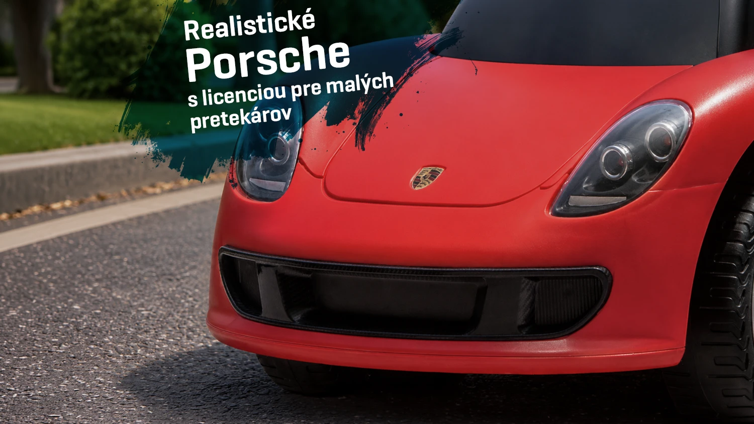 Kapota detského odrážadla Porsche Carrera GT s textom o licencii