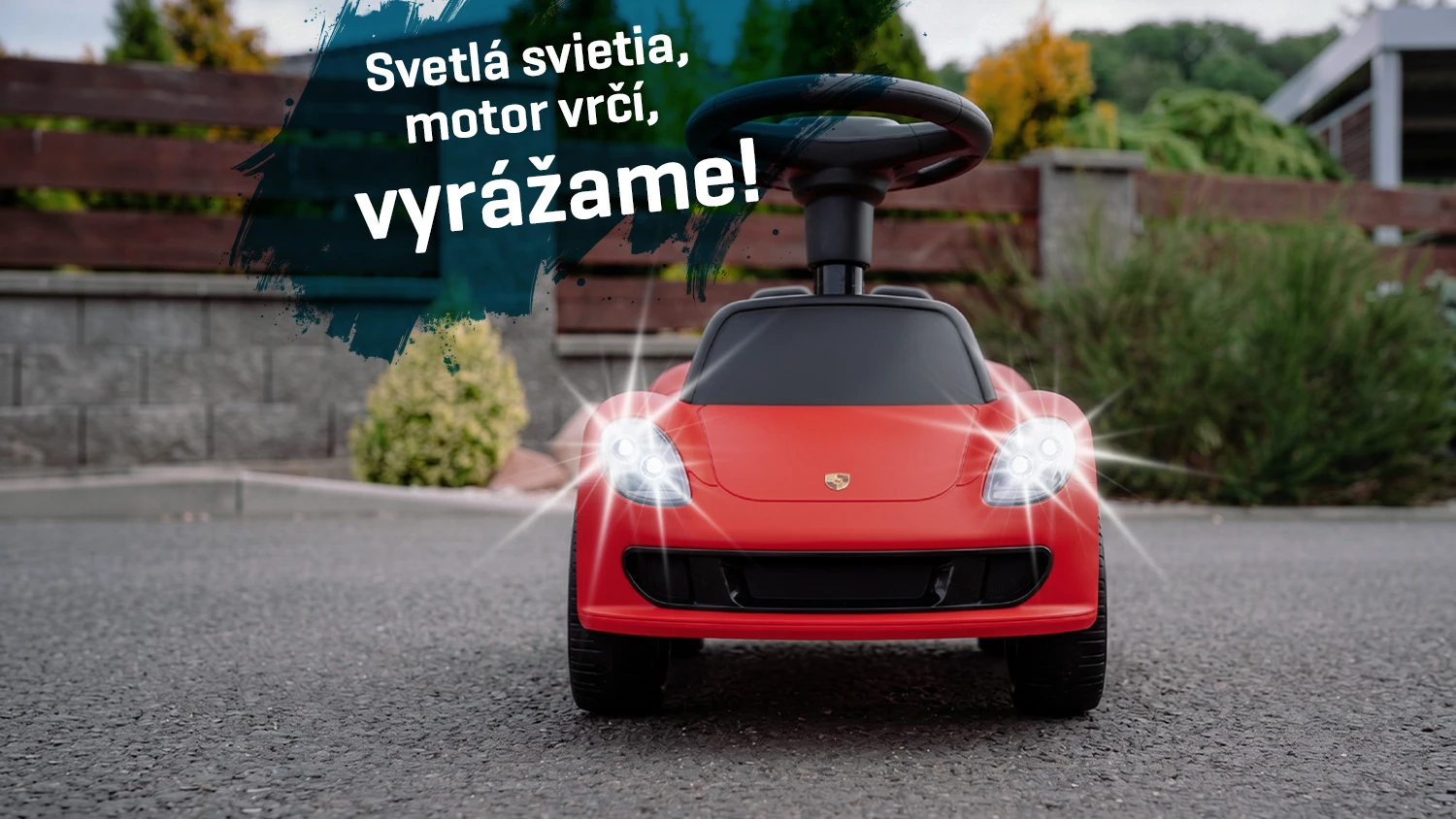 Detské odrážadlo Porsche Carrera GT s rozsvietenými svetlami