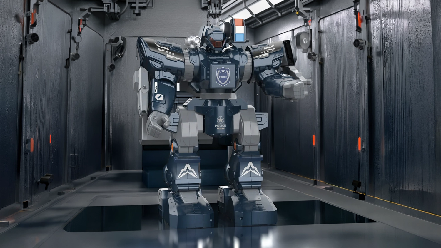 Robot na d&aacute;lkov&eacute; ovl&aacute;d&aacute;n&iacute; EPEE 400275 policista s pozad&iacute;m