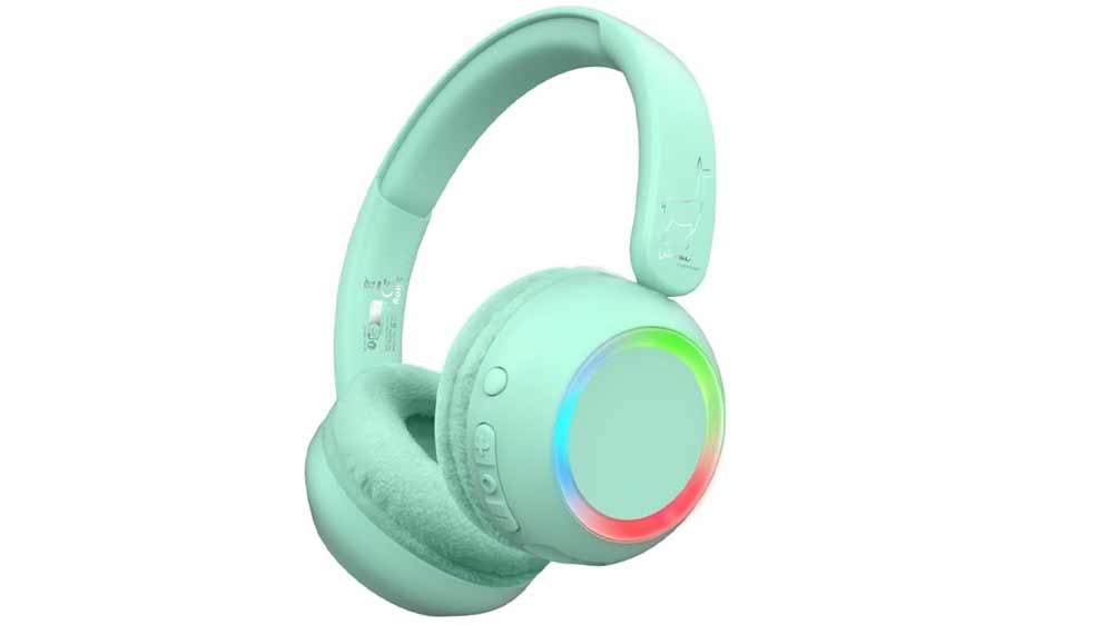 Bezdrátová dětská sluchátka LALARMA LALAR-WHWL-MINT se zapnutým RGB podsvícením_02