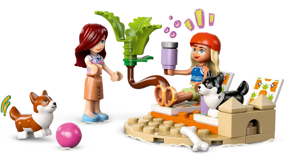 LEGO® Friends 42641 Dobrodružství se surfujícími psy a skútrem – minipanenky si hrají s pejsky_03