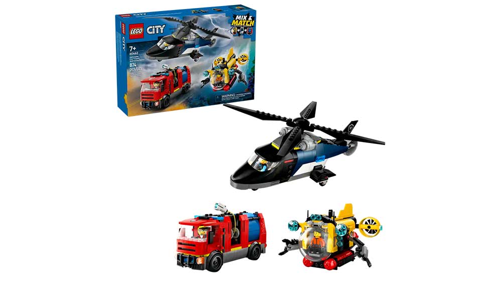 Stavebnice LEGO® City 60462 Remix: Helikoptéra, hasičský vůz a ponorka_01