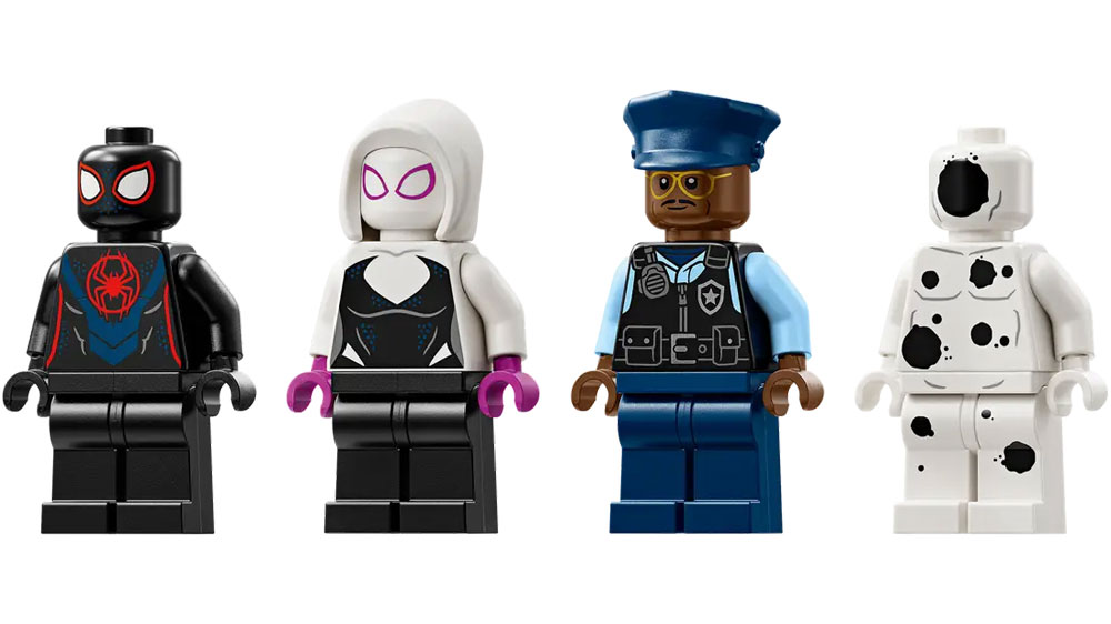Minifigurky LEGO® Milese Moralese, Gwen Stacyové, strážníka Jeffersona a Fleka _03