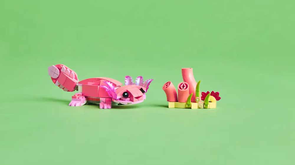 Axolotl ze stavebnice LEGO® Creator 3 v 1 31170 Divoká zvířata: Růžový plameňák_02
