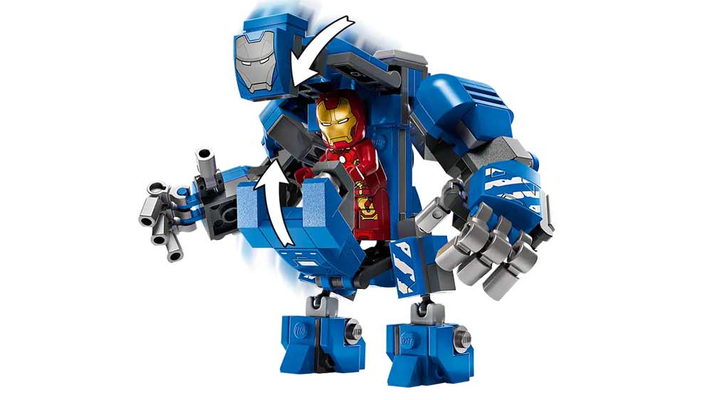LEGO® Marvel 76315 Iron Man a jeho laboratoř: Síň brnění – minifigurka v robotickém brnění_03