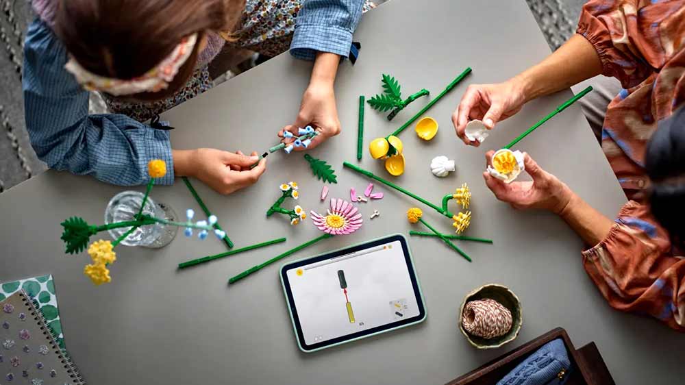 Lidé stavějící stavebnici LEGO® Botanicals 10347 Drobná slunečná kytice_03