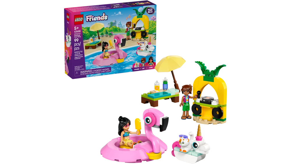 Stavebnice LEGO® Friends 42658 Zábava u bazénu s jednorožcem a plameňákem_01