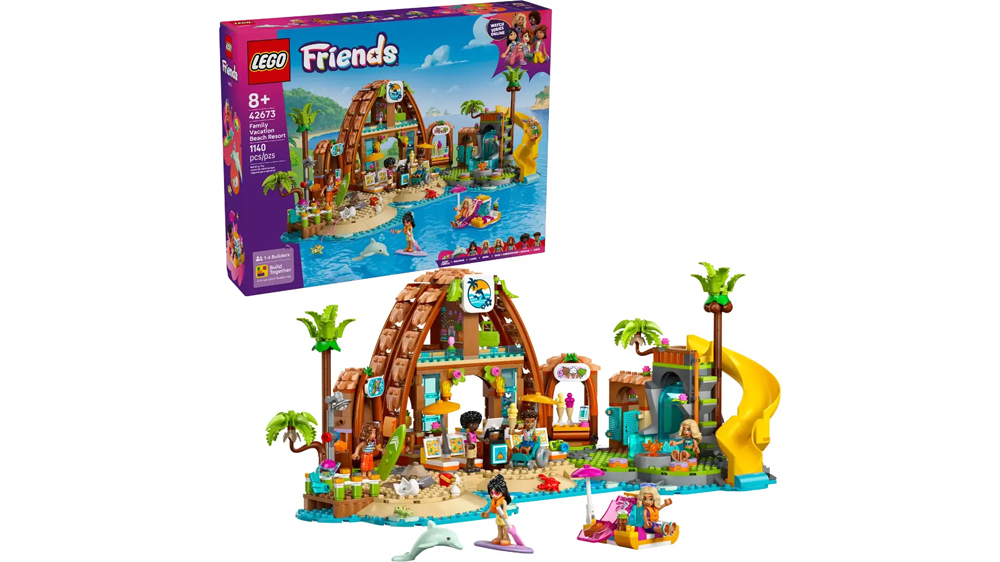 Stavebnice LEGO® Friends 42673 Rodinná dovolená u pláže s krabicí_01
