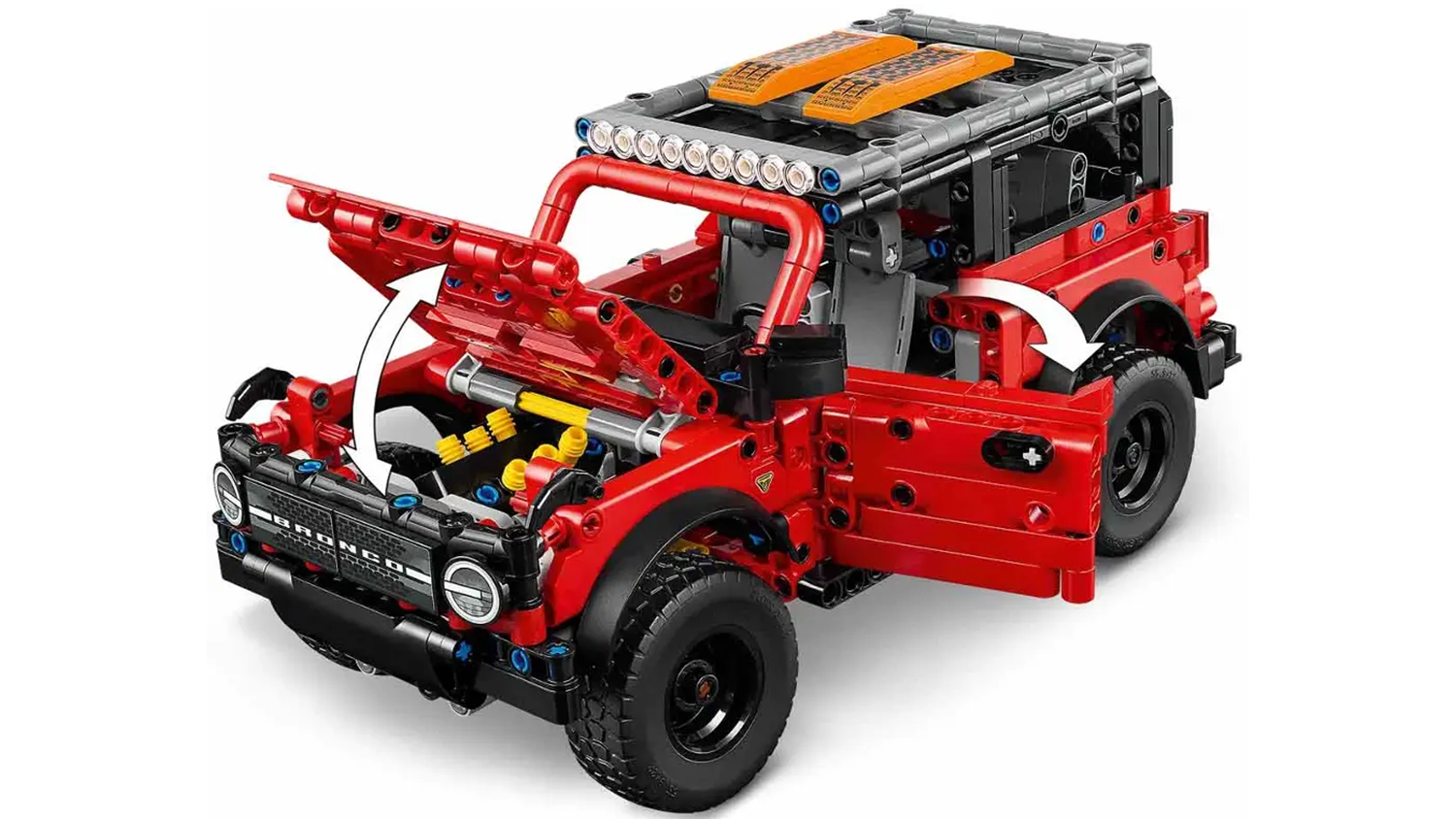 Otvorené dvere a kryt motora pri modeli SUV Ford Bronco® zo stavebnice LEGO® Technic_03
