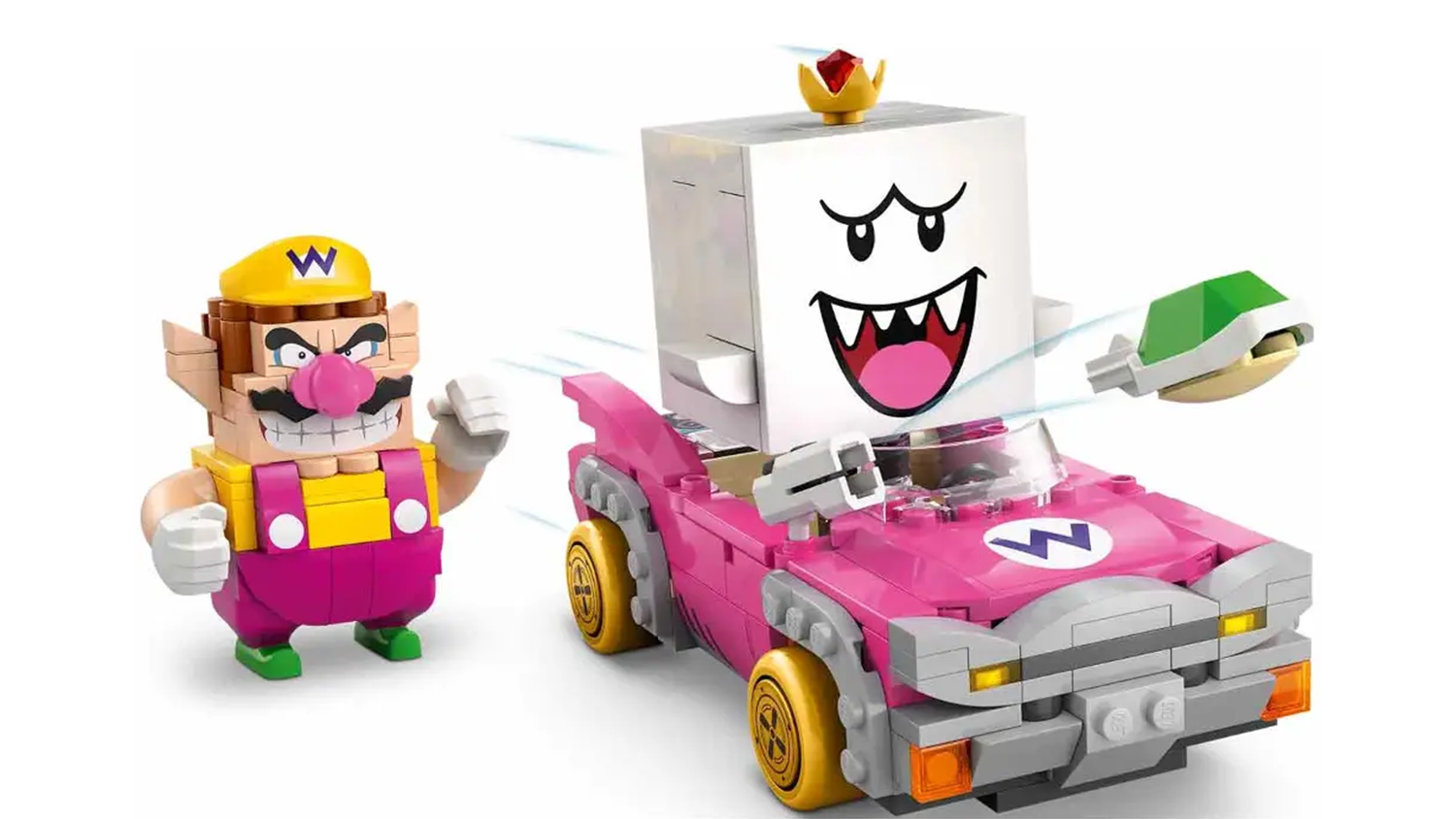Motok&aacute;ra s fig&uacute;rkami zo stavebnice LEGO Super Mario 72038 Mario Kart &ndash; Wario a King Boo a strieľanie pancierov_02