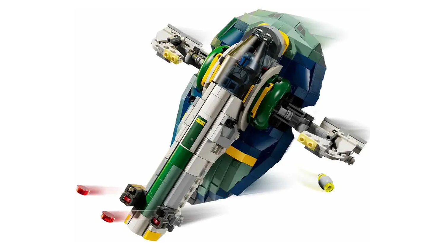 Vesm&iacute;rn&eacute; loď Jango Fetta ze stavebnice LEGO&reg; Star Wars a zn&aacute;zorněn&iacute; pohybu kř&iacute;del i stř&iacute;len&iacute; d&iacute;lků z vystřelovačů_03