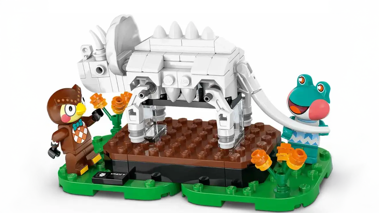 Minifigurky Blatherse a Lily u vystaven&eacute;ho triceratopse ze stavebnice LEGO&reg; Animal Crossing&trade; 77056 Blathers a jeho muzejn&iacute; sb&iacute;rka_03
