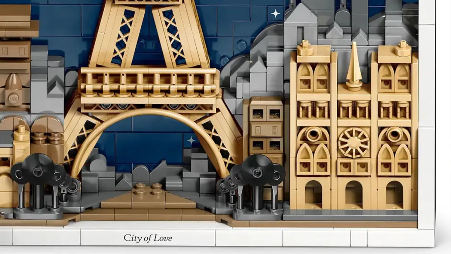 Detailní pohled na část stavebnice LEGO® Architecture 21064 Paříž – město lásky