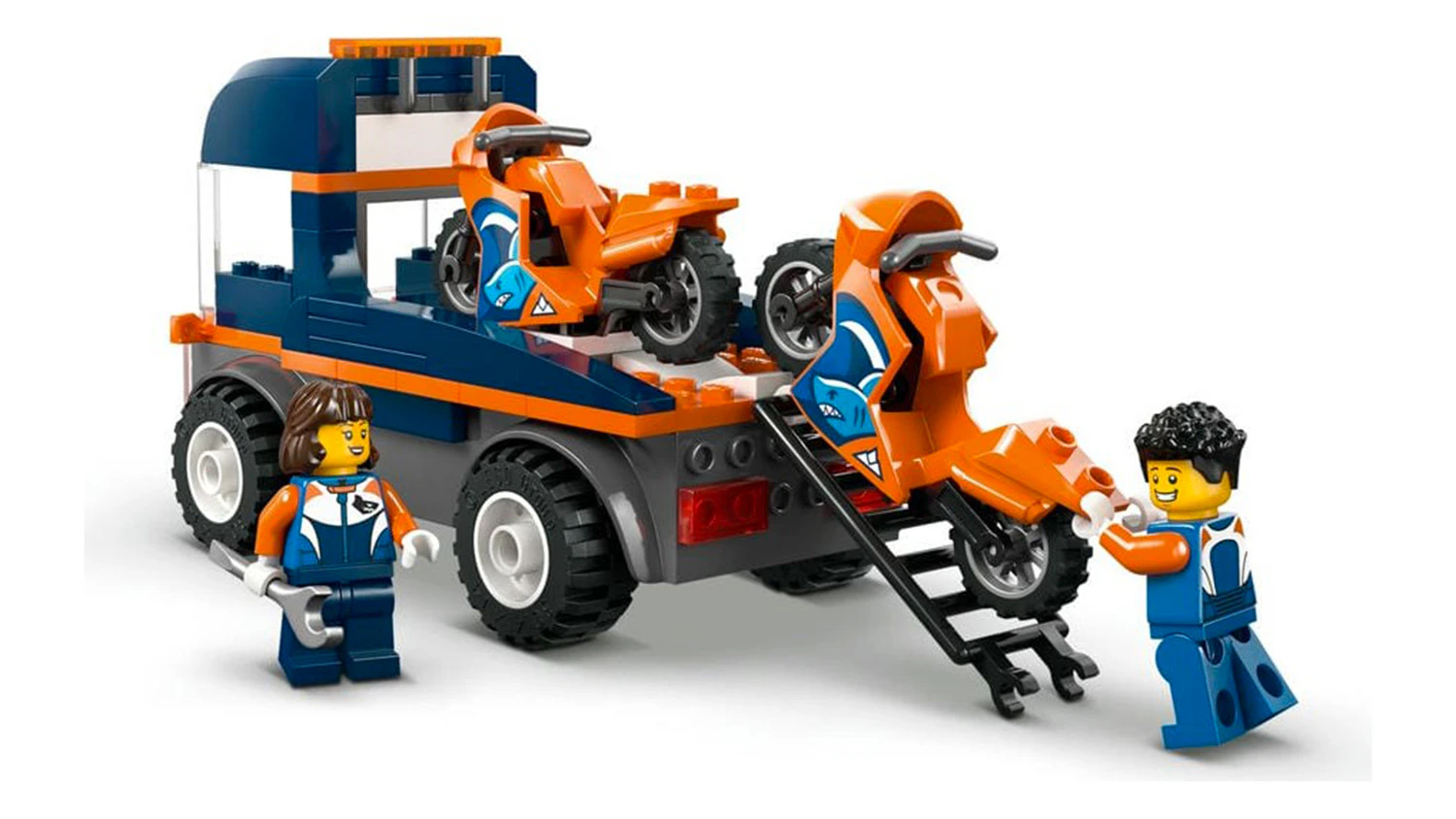 Nakládání a vykládání motorek na Kamionu na přepravu motorek LEGO® City 60491
