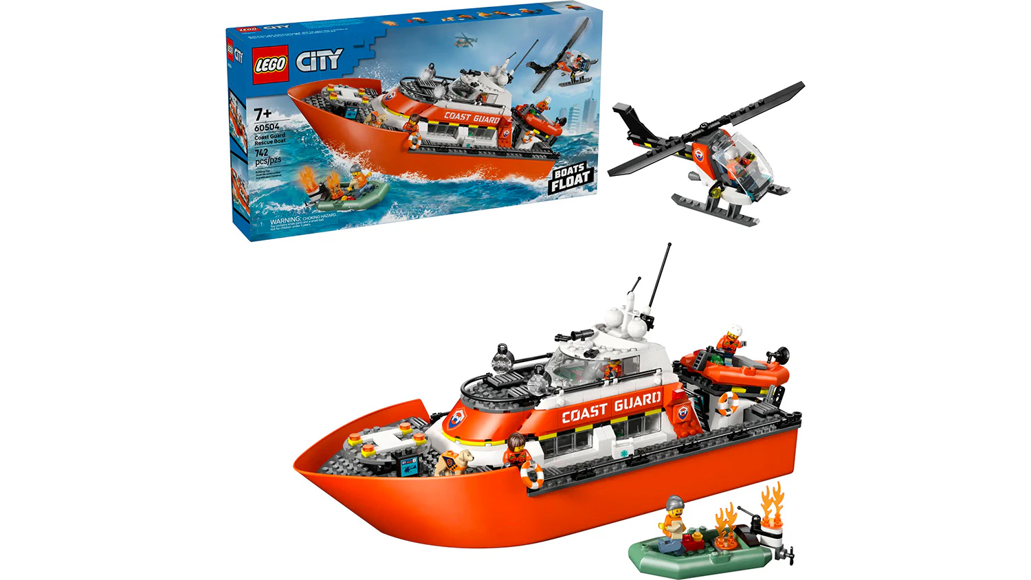 Stavebnice LEGO&reg; City&reg; 60504 Z&aacute;chrann&yacute; člun pobřežn&iacute; hl&iacute;dky a vrtuln&iacute;k