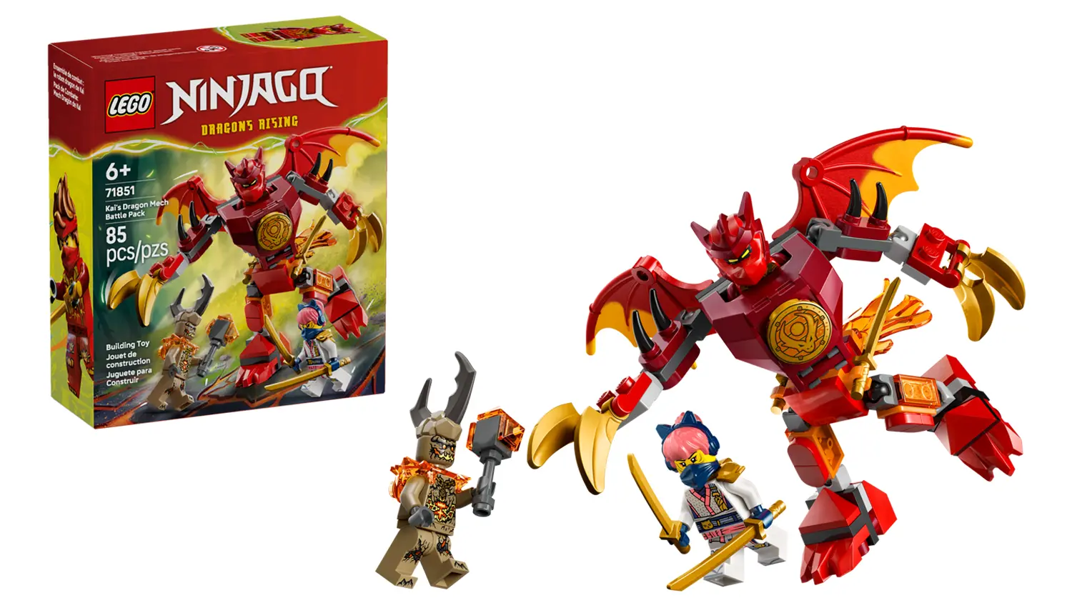 Stavebnica LEGO&reg; NINJAGO&reg; 71851 Kaiov bojov&yacute; bal&iacute;ček s drač&iacute;m oblekom