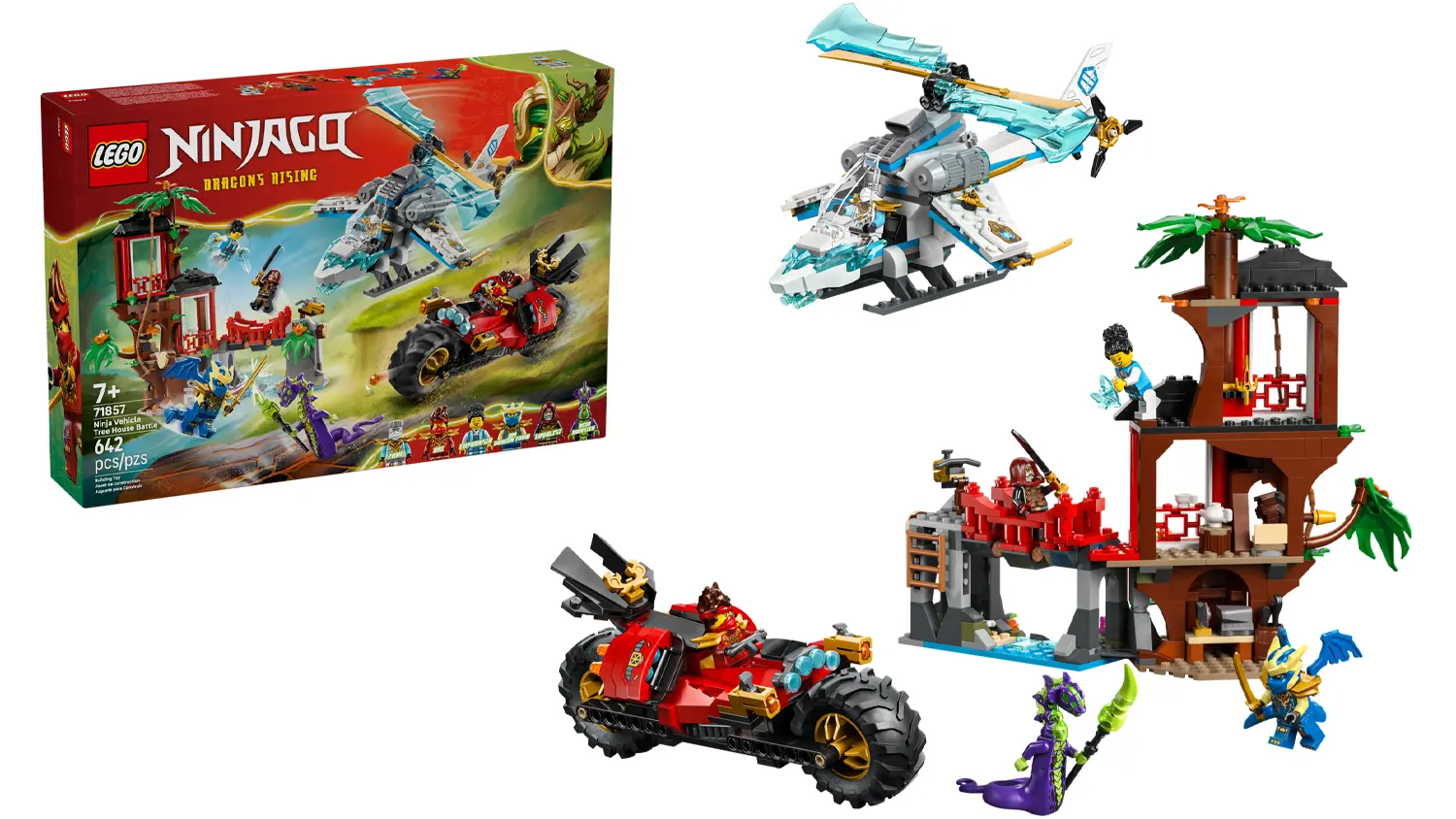 Stavebnica LEGO&reg; NINJAGO&reg; 71857 S&uacute;boj nindža vozidiel a domček na strome