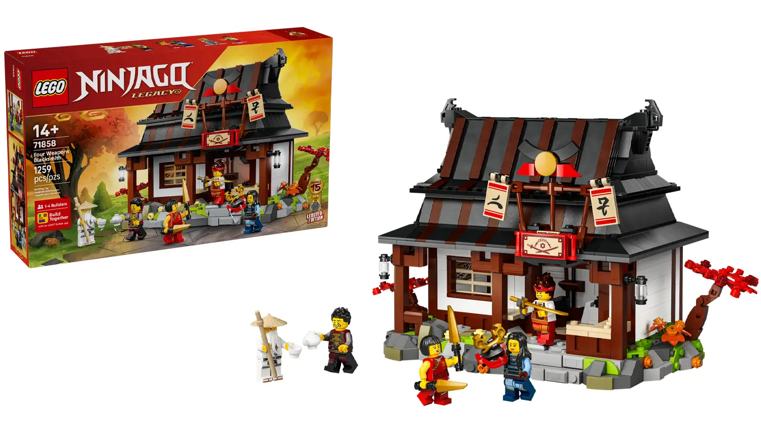 Stavebnice LEGO&reg; NINJAGO&reg; 71858 Kov&aacute;rna Čtyři zbraně: 15 let NINJAGO