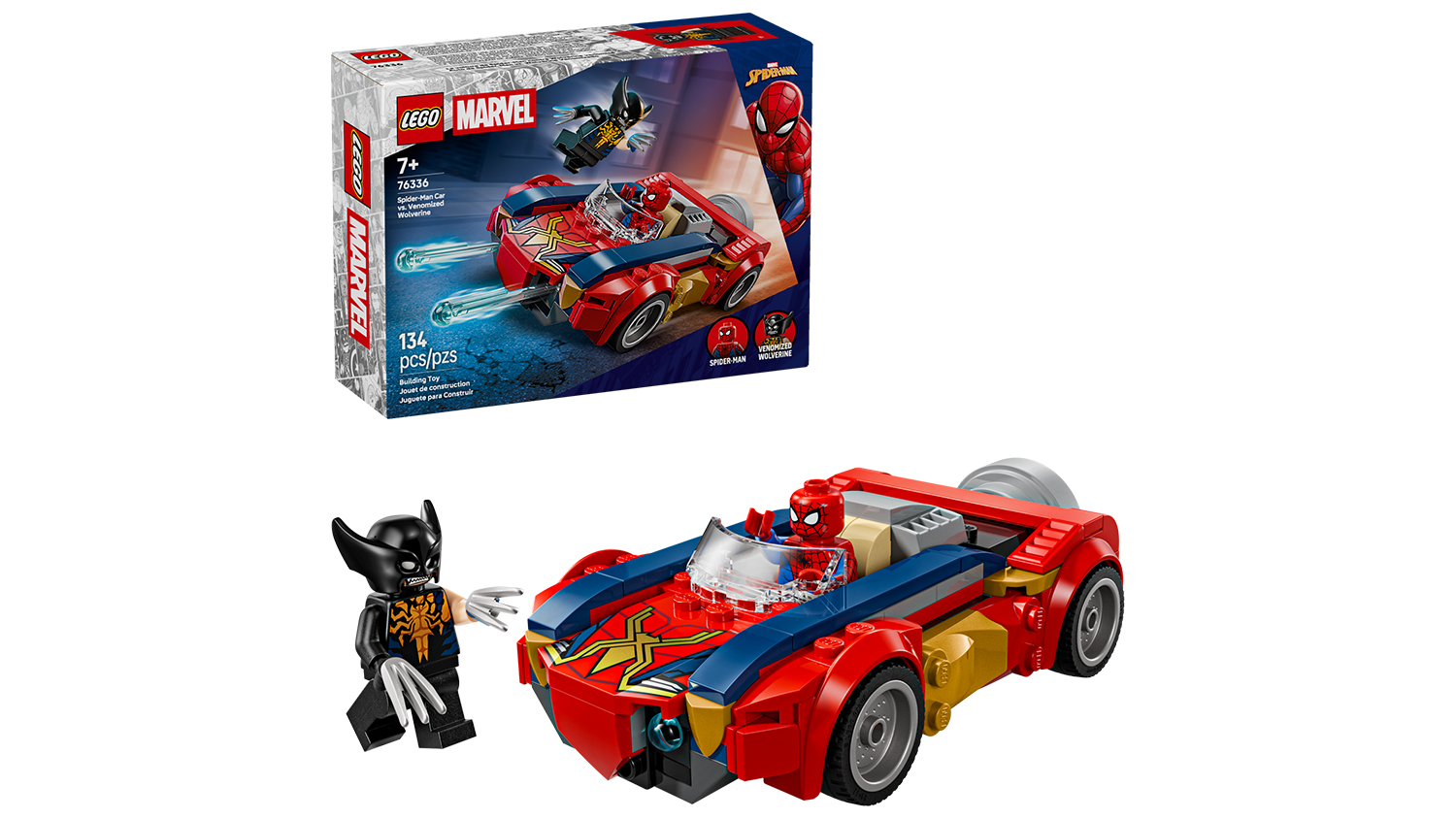 Stavebnica LEGO&reg; Marvel 76336 Spider-Man a auto vs. venomizovan&yacute; Wolverine