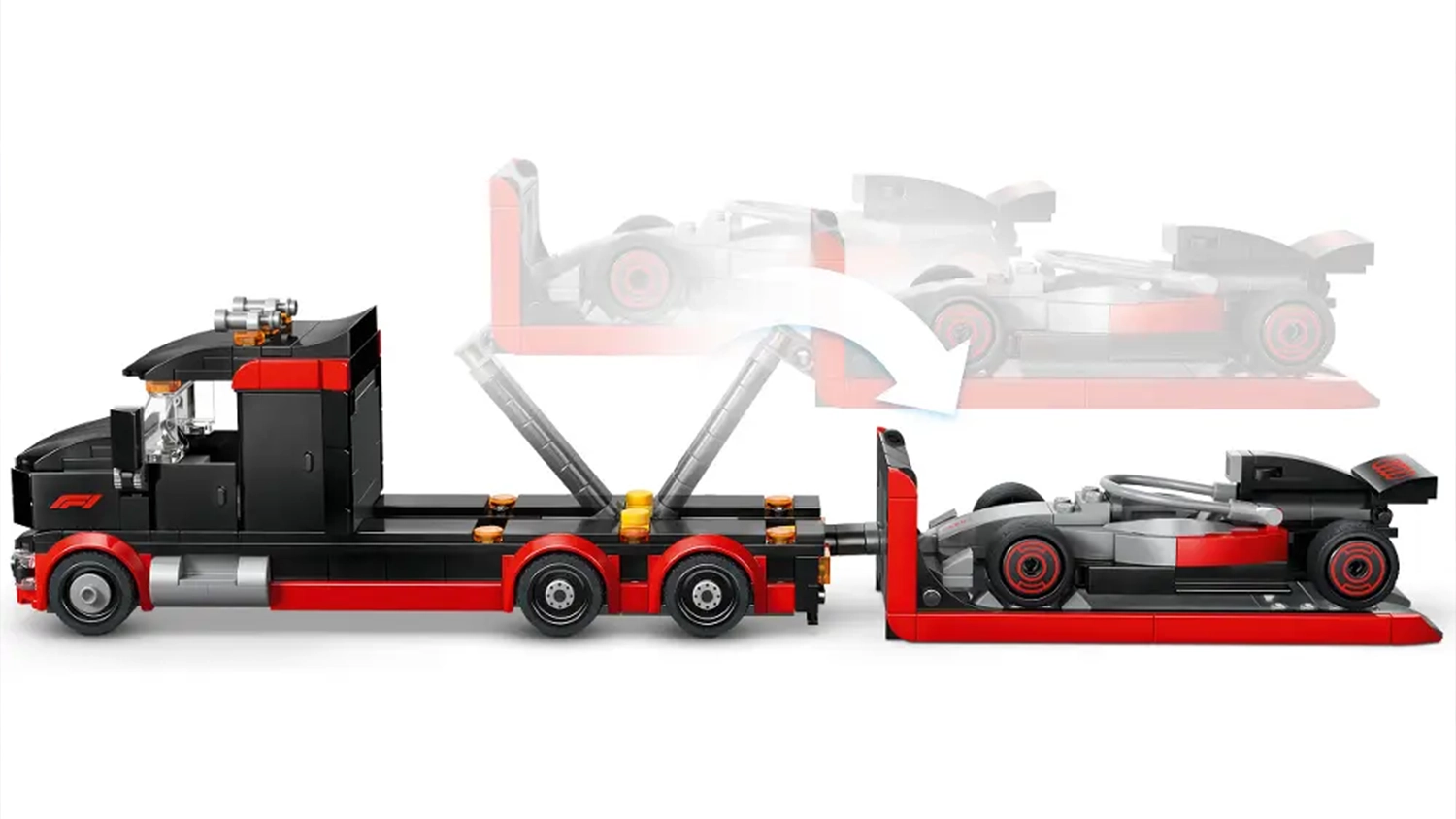 Stavebnice LEGO® City 60493 Výstavní náklaďák F1® se závodním autem Audi F1® a znázornění pohybu s funkcí nakládání