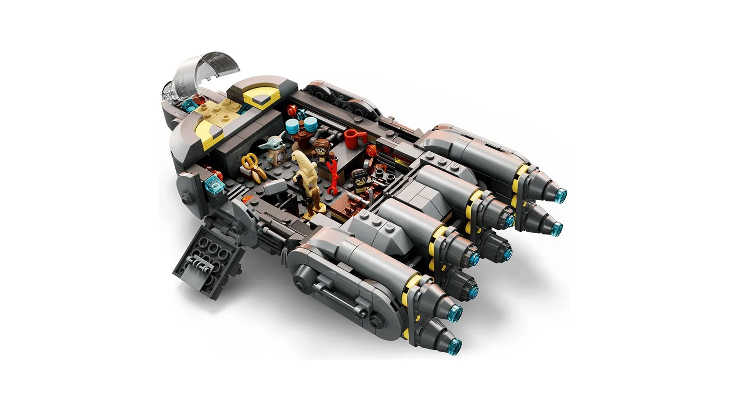 Minifigurky ve vnitřn&iacute;m prostoru Anzellansk&eacute; vesm&iacute;rn&eacute; lodi ze stavebnice LEGO&reg; Star Wars&trade; (75445) u stolu s n&aacute;řad&iacute;m