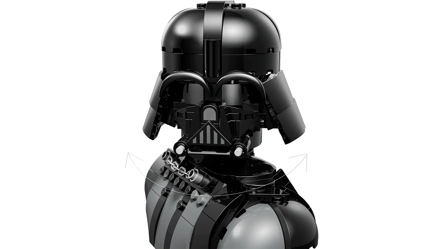 Znázornění pohybu hlavy u busty Darth Vadera ze stavebnice LEGO® Star Wars™ (75439)