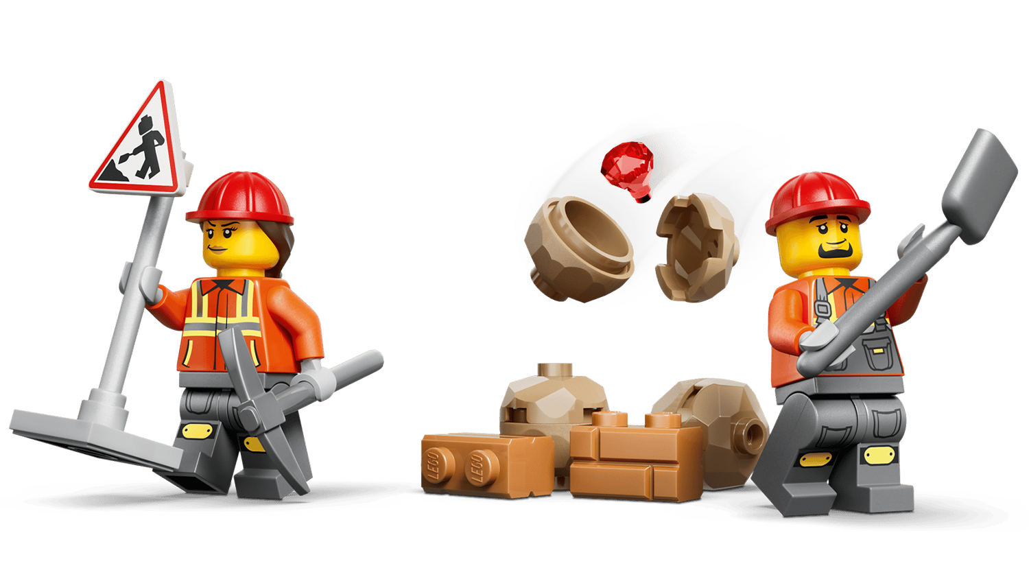 Figurky ze stavebnice LEGO&reg; City 60480 Žlut&yacute; nakladač s rypadlem