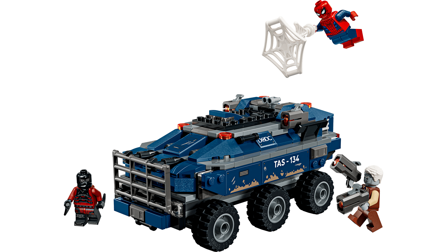 Stavebnice LEGO® Marvel 76349 Spider-Man a honička za vězeňským transportérem
