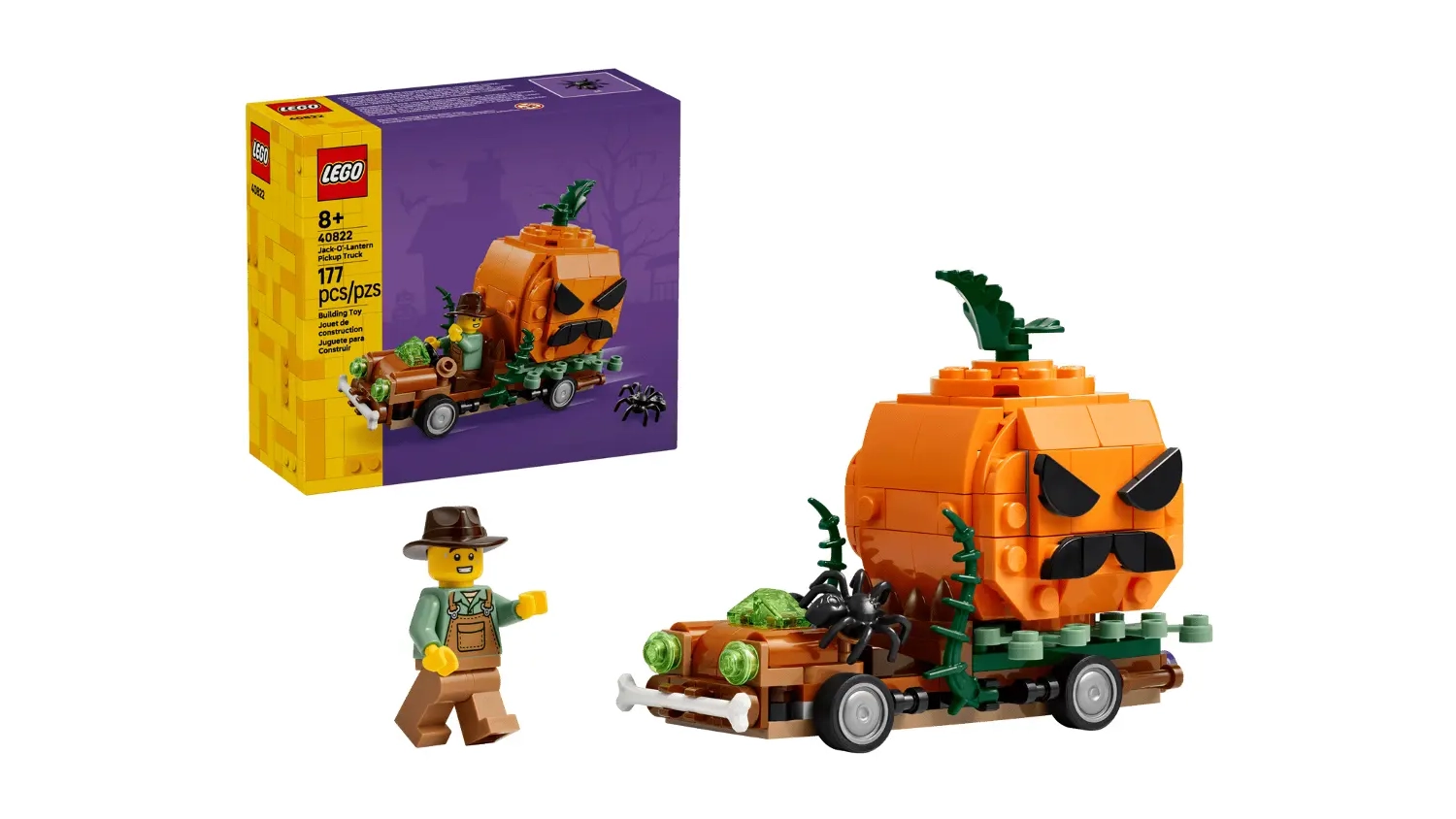 Stavebnice LEGO&reg; Iconic 40822 Pick-up s halloweensk&yacute;mi d&yacute;němi &ndash; balen&iacute; a sestaven&iacute; d&yacute;ně