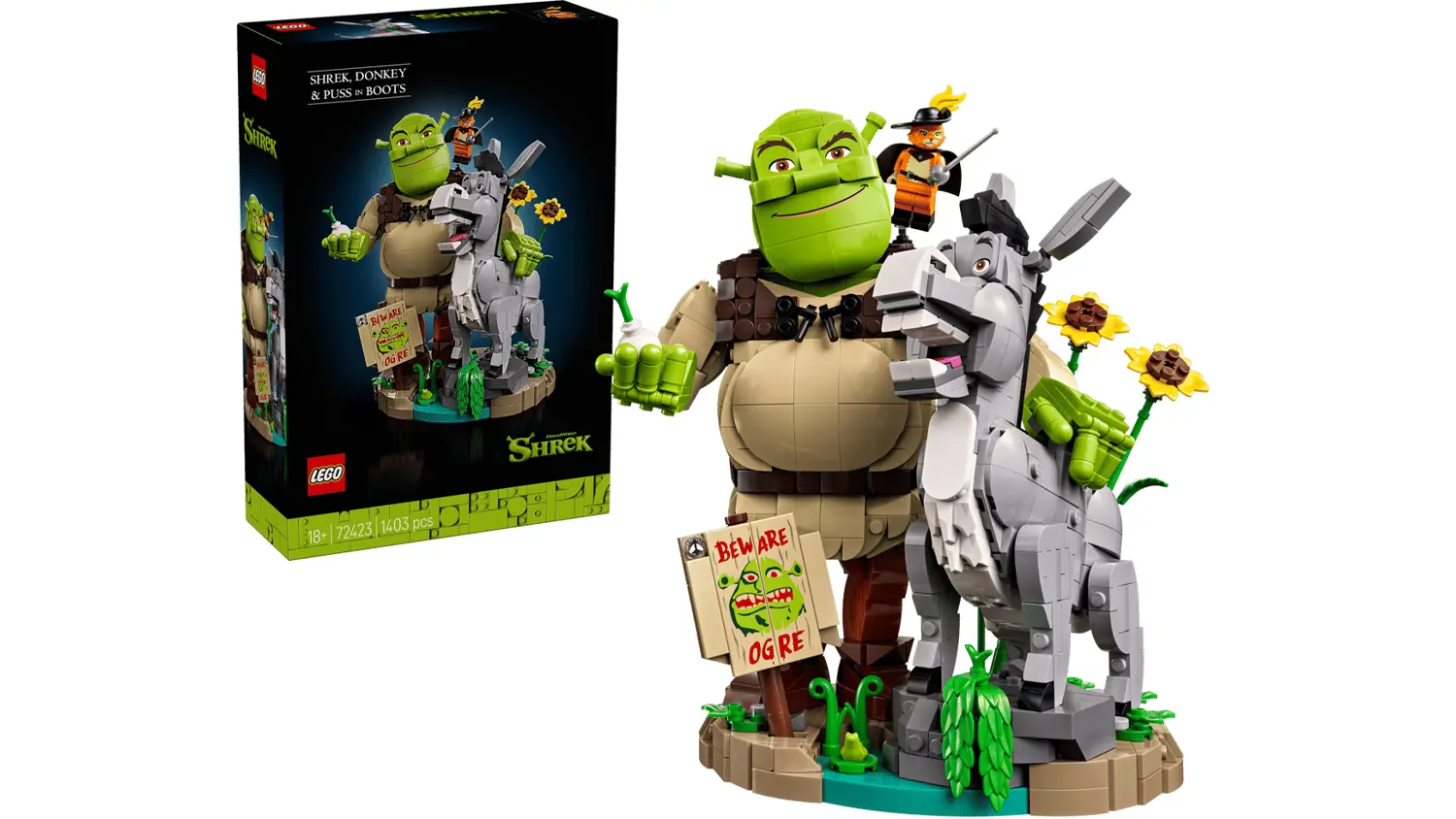 Stavebnice LEGO&reg; Shrek&trade; 72423 Shrek, Osl&iacute;k a Kocour v bot&aacute;ch