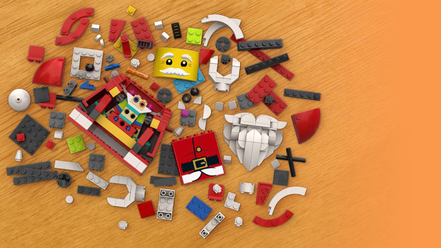 Rozložená stavebnica LEGO® Zväčšená minifigúrka Santa Clausa na stole