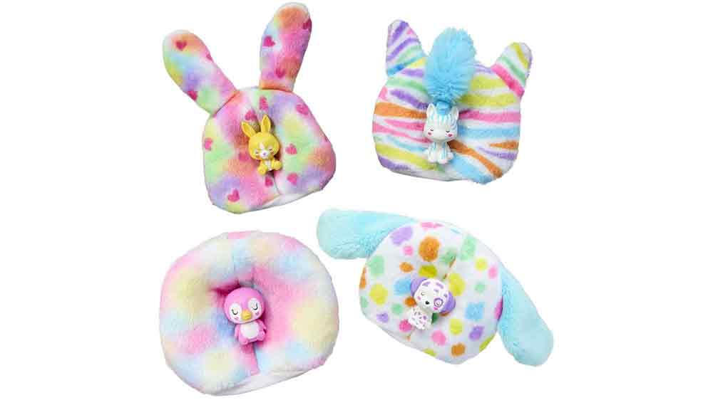 Minifigurky zvířátek od různých panenek Barbie Cutie Reveal – zebra, zajíček, tučňák a dalmatin v plyšových pelíšcích_04